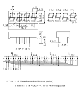 Gemeinsame Kathode 0,56 Zoll 7-Segment-LED-Anzeige Rot 4-Bit-4-stellige 12-PIN-LED-Anzeigeuhr Digitale Röhren-LED - Product Image 5