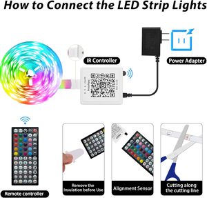 Akıllı RGB LED şerit işıklar yatak odası dekoru müzik Sync & App uzaktan kumanda ile ev parti odası dekor için - Product Image 6