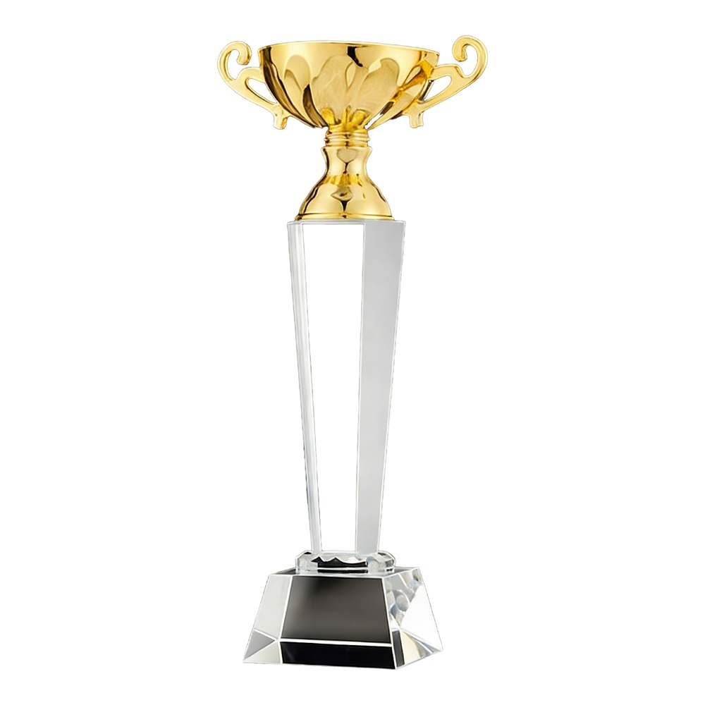 Trophée de récompense en métal et cristal en gros avec logo personnalisé