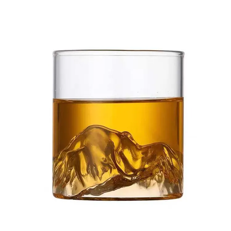 La fabbrica fornisce direttamente il Logo personalizzato Bar Cool Mountain Fashioned tazza di vetro whisky bicchiere trasparente di montagna tazza di montagna