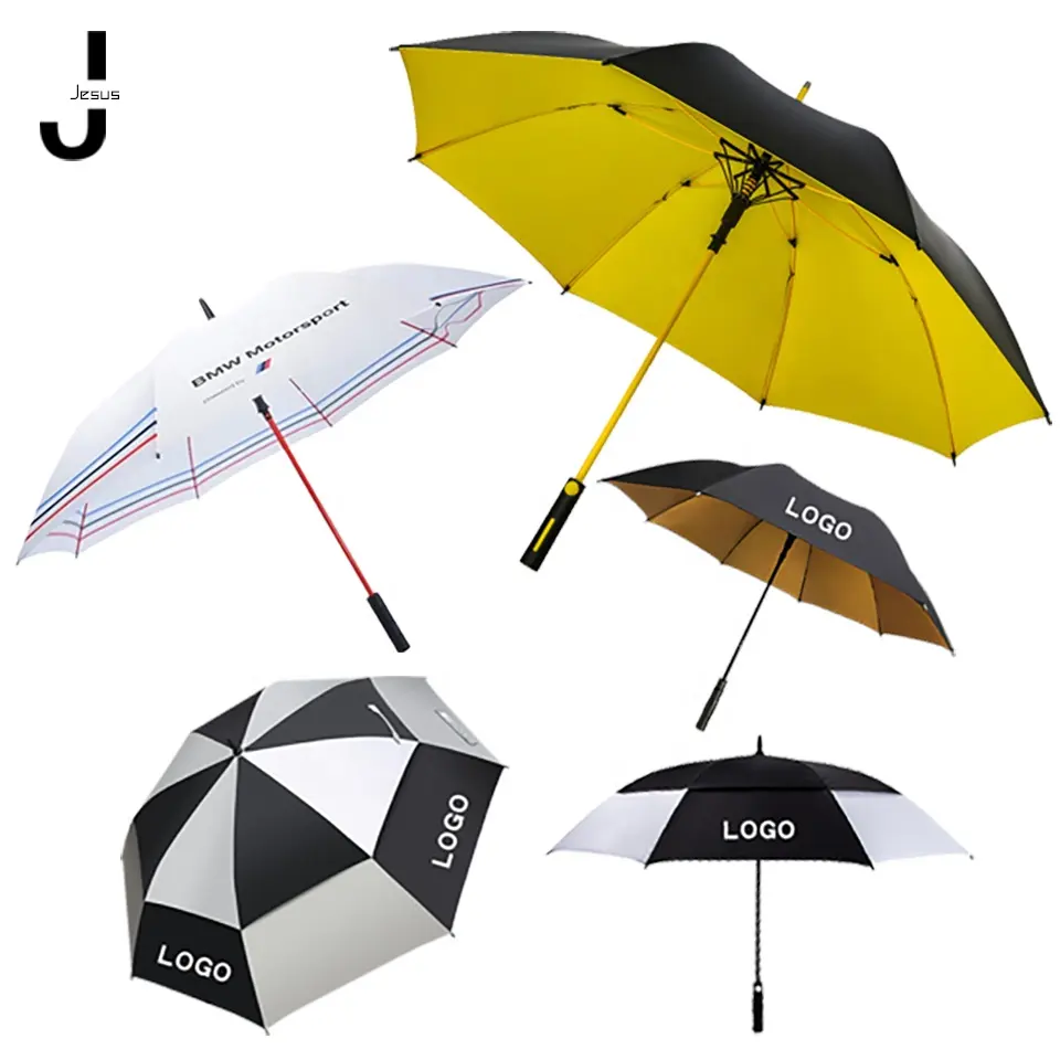 Atacado inovador 27 30 polegadas grande logotipo imprime grande promocional da marca de luxo à prova de vento guarda-chuva de golfe personalizado