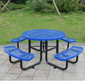 Ngoài trời công viên municipal nhựa nhiệt dẻo thép thương mại Dã Ngoại bảng với băng ghế dự bị bên ngoài Patio kim loại vòng Ăn Dã Ngoại bảng CHA - Product Image 6