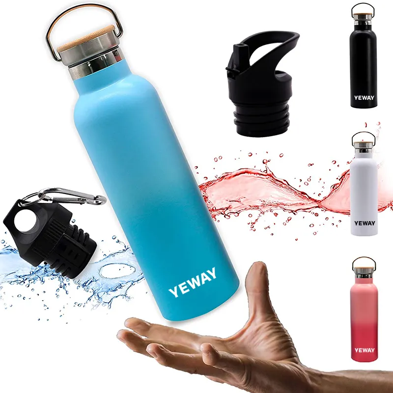 Yeway Wholesale 1l matte black reusable stainless steel insulated metal thermal water bottle with custom logo