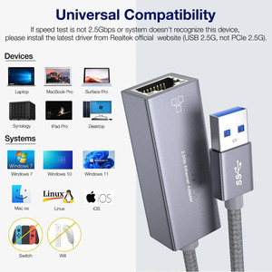 定制徽标类型C至LAN 2.5G千兆以太网适配器有线2500Mbps USB至RJ45适配器，用于PC电话 - Product Image 6
