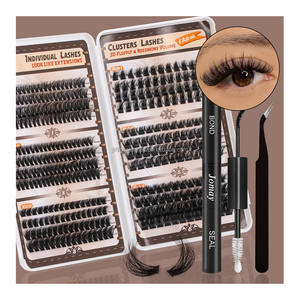 Bán Buôn Cá nhân 640Pcs 2025Mm Fluffy Lash Cụm Chồn Cuốn Sách Biểu Tượng Tùy Chỉnh DIY Lash Mở Rộng Kit Phân Khúc Cụm Lông Mi - Product Image 1