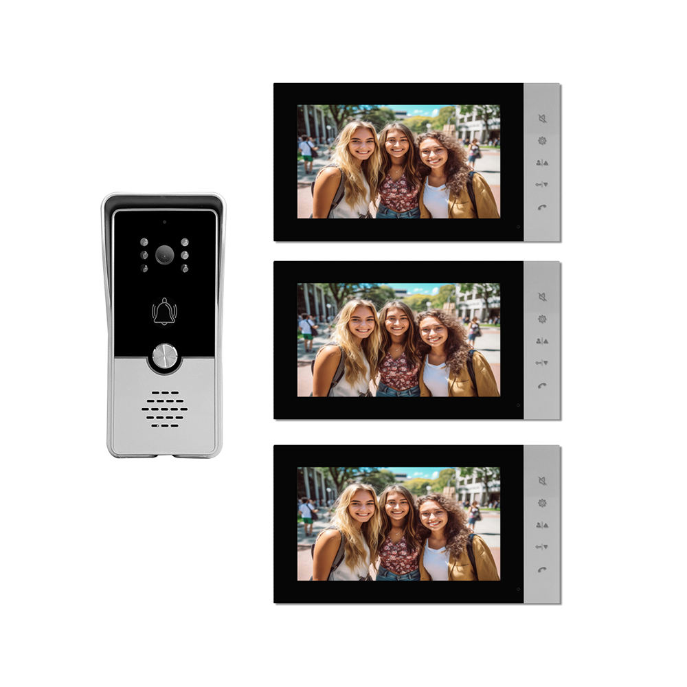 1 station extérieure + 3 moniteurs