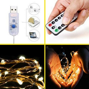 10M 20M 30m Remoto 8 Modos Luces Impermeable Control remoto Temporizador Alambre de cobre Cadena Luces USB Plug-In Luces de hadas - Product Image 2