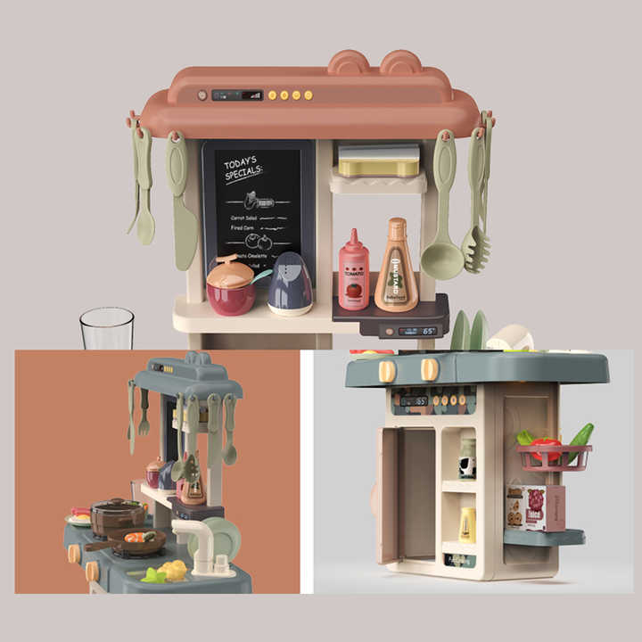 HY 2024 Pretend Play Kitchen Toys Cocina De Juguete Big Kitchen Set Kids Kitchen Set Toy Menajes Shop Set Toy