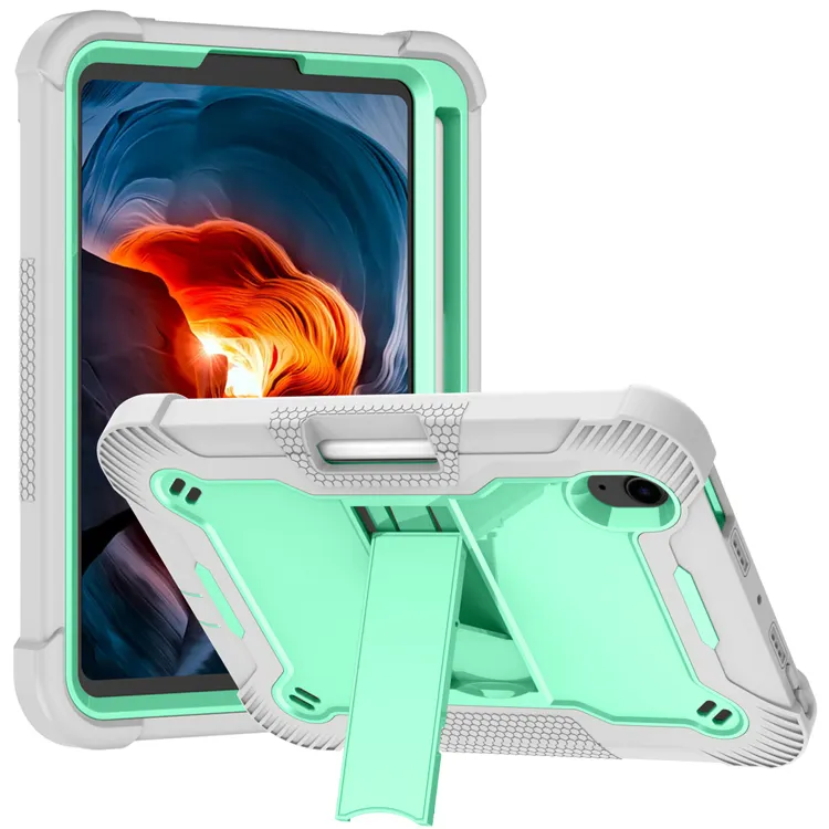 Neues Trend produkt Schwere Hartplastik abdeckung Unsichtbarer Stand boden mit Silikon-Stoßstangen etui für Ipad Mini 6 mit Stift halter