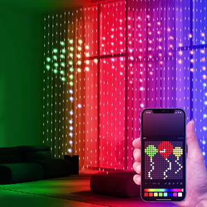 3*3m programlanabilir peri perde 400 Leds akıllı piksel ışıkları Rgb App kontrol DIY metin Led akıllı yılbaşı dekoru perde ışıkları