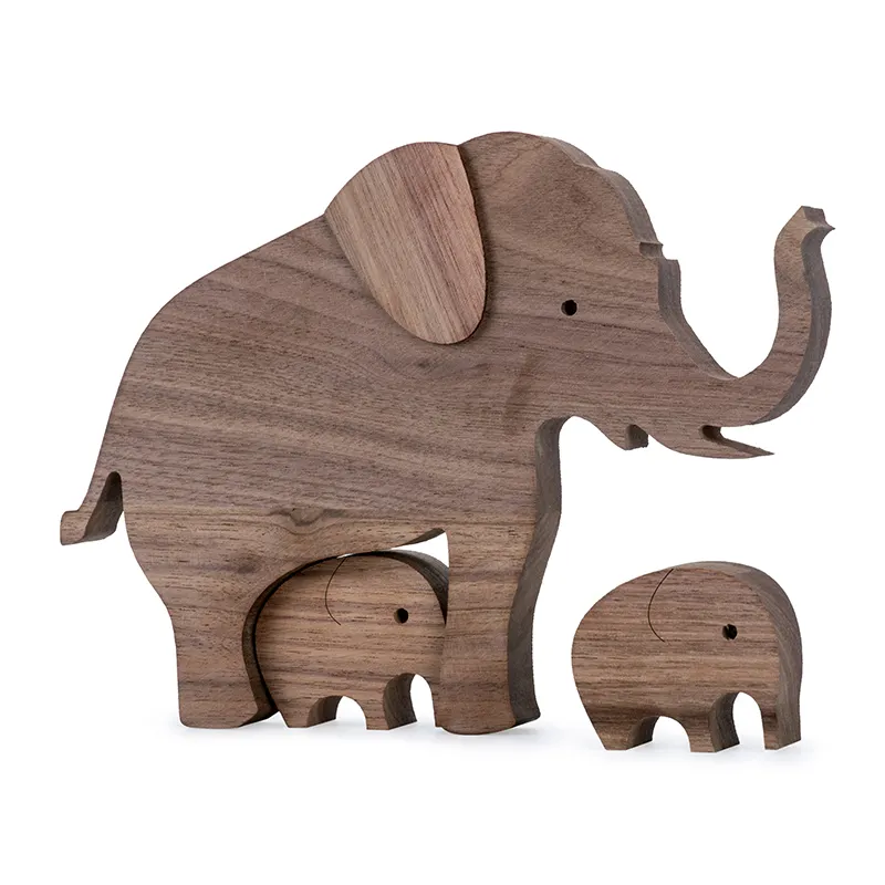 Home Decor Office living Room Decoration Accessories Decorative Figures Miniature Ornaments For Home Wood Elephant Sculpture