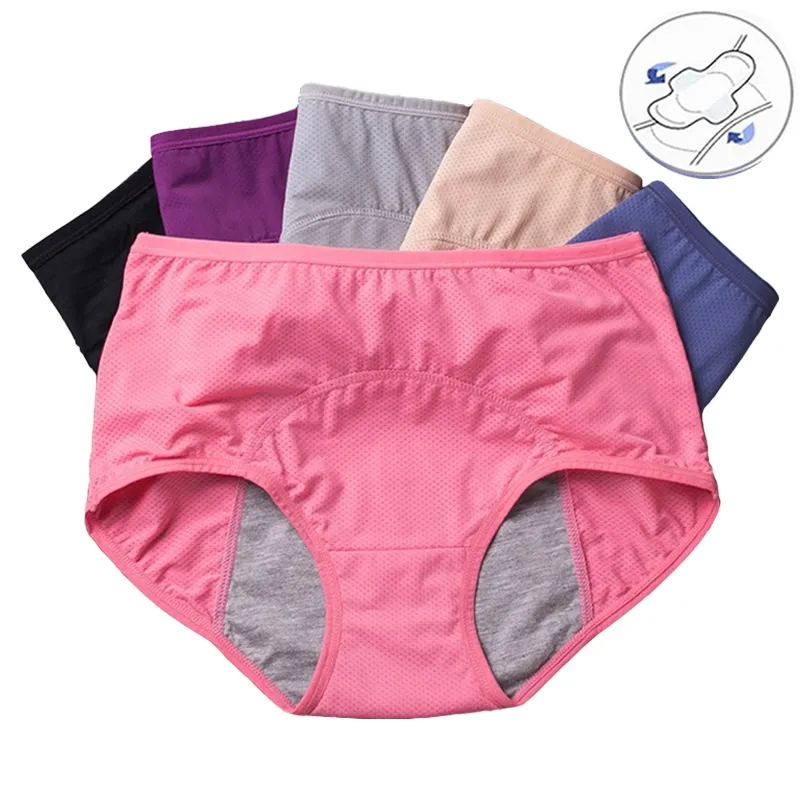 Vente en gros livraison directe sous-vêtements grande taille culotte en coton 3 couches anti-fuite pour les menstruations pour femmes