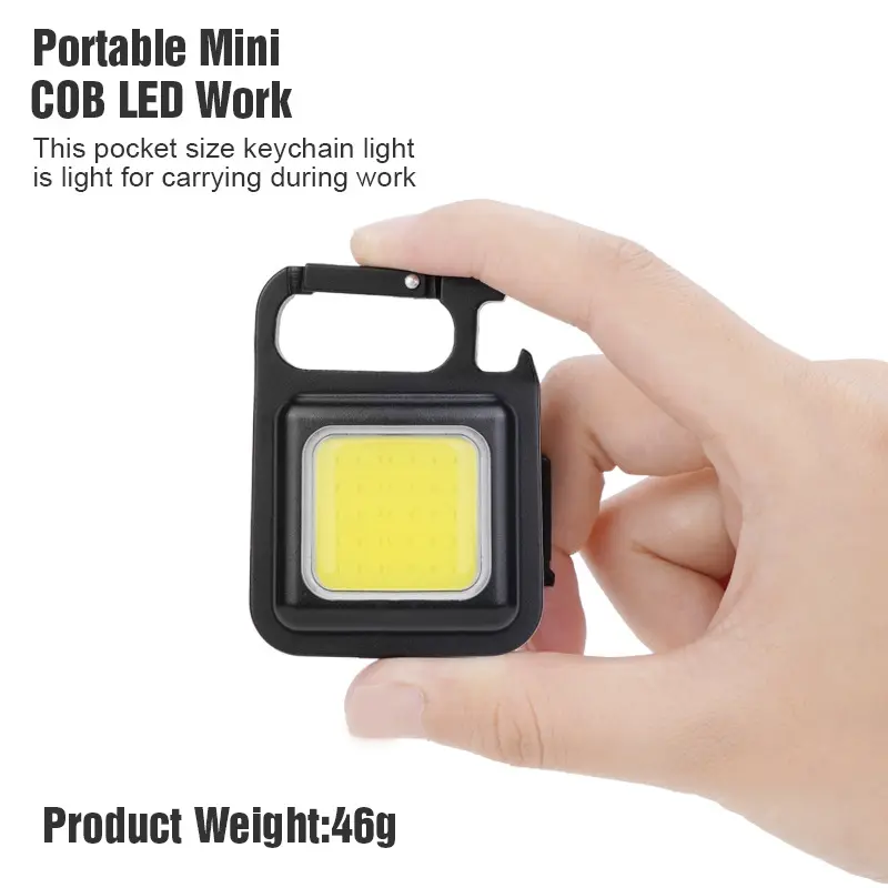 Mini Outdoor 500 Lumen Rechargeable Portable Pocket Keychain Waterproof Camping Magnetic Inspection Cob Led Working Lights