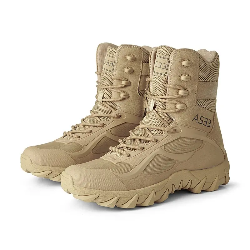 Jinteng Factory Warm Men Desert Rubber Sport High zipper Leather Shoes Hiking Outdoor Combat Climbing Tactical Boots