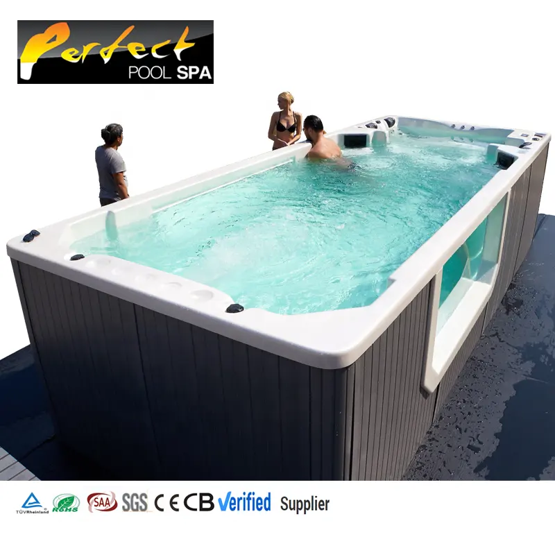 Dual zone ofurô de luxo 5,8 m Outdoor Spa Banheira acrílico autônomo Endless piscina ao ar livre jardim nadar spa