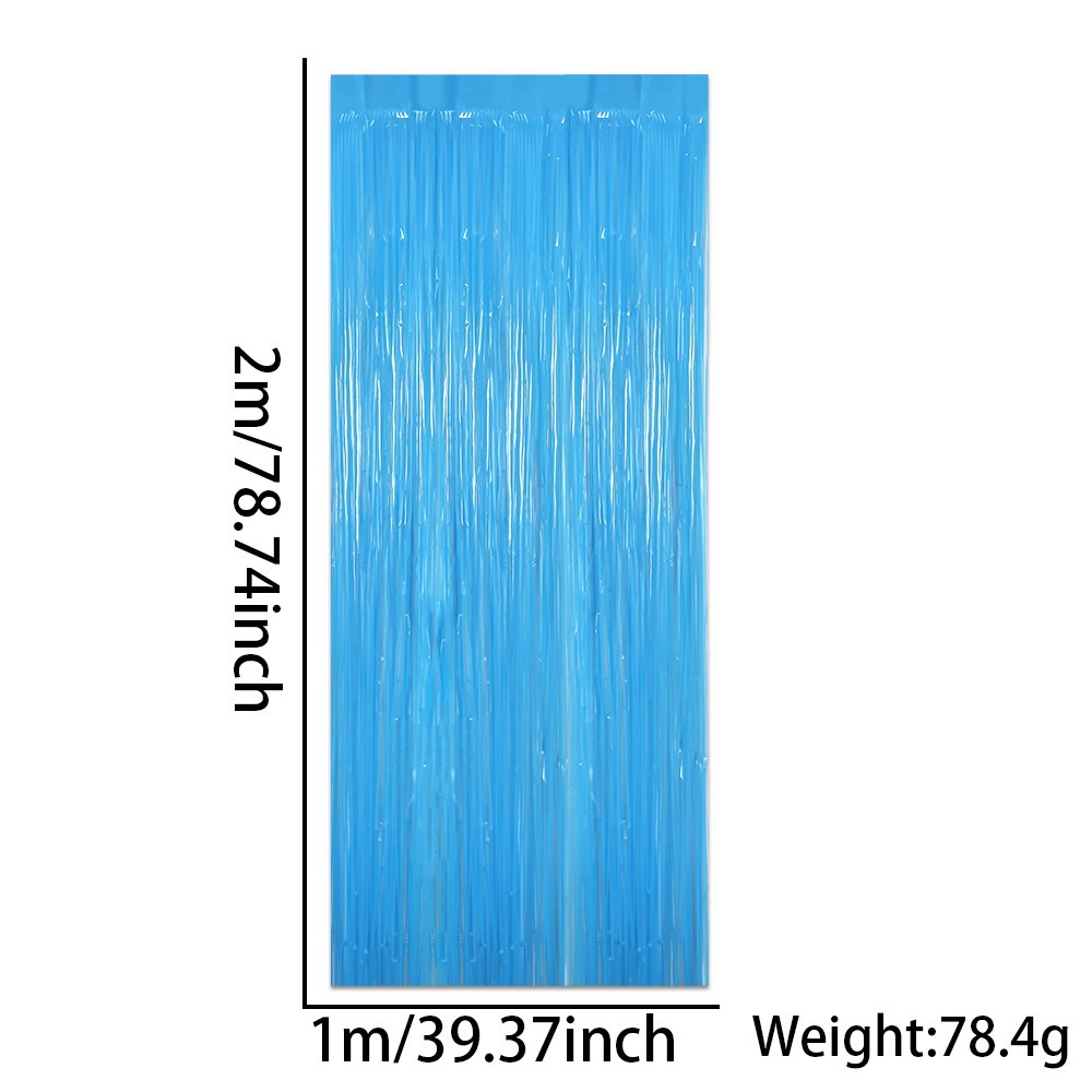 Rideau de pluie en soie bleu fluorescent 1*2m