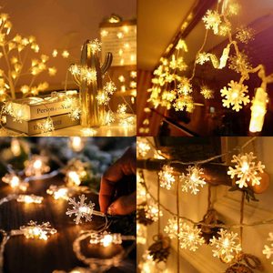 Nuevo diodo LED copo de nieve en forma de cadena de luz anillo de flores luz para adornos de luz de Navidad y decoraciones de Año Nuevo - Product Image 6