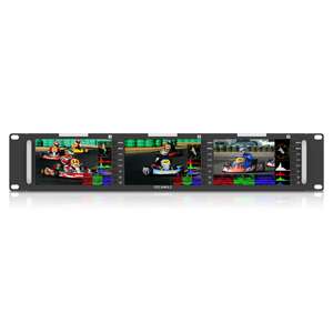 FEELWORLD T51 PLUS Triple 5,5 pulgadas 2RU Monitor de montaje en rack Full HD 3G-SDI 4KHDMI AV Entrada y salida 16:9 Monitor de montaje en rack - Product Image 1
