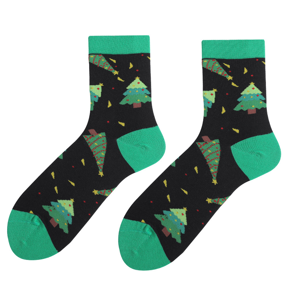 Df0124 green christmas tree mid-calf socks