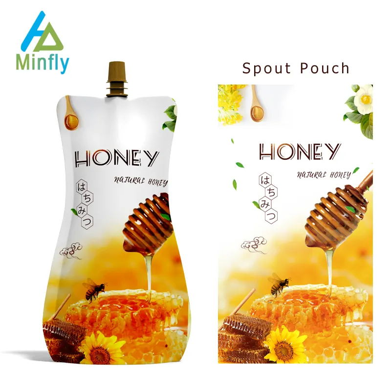 Minfly Digital Printing Custom 20ml 10ml 500ml Special Shape BPA Foil Free Drink Spout Pouch with Spout Packaging Manufacturers