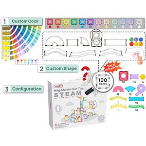 Mntl DIY กระเบื้องแม่เหล็กแบบทำมือ3D ของเล่นมอนเตสซอรี่บล็อกแม่เหล็กที่สร้างสรรค์ DIY ของเล่นอาคารของเล่น100ชิ้นวิ่งหินอ่อนพร้อมลูกบอลที่ติดไฟ - Product Image 4