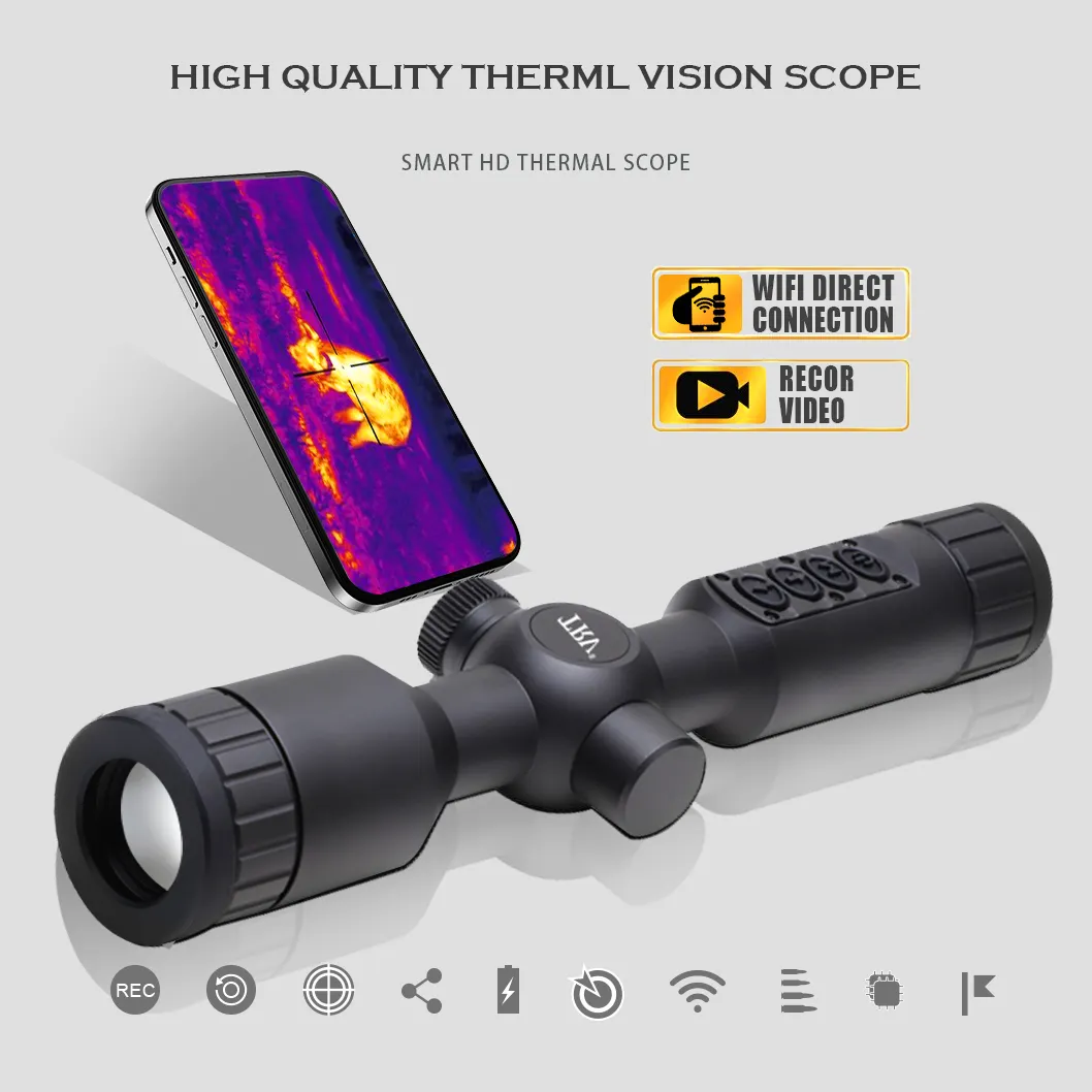 Alcance térmico Hd 2-10X para caza con vídeo de rango Rec Wifi soporte de Zoom óptico dispositivo térmico OEM vista Alcance de cámara termográfica