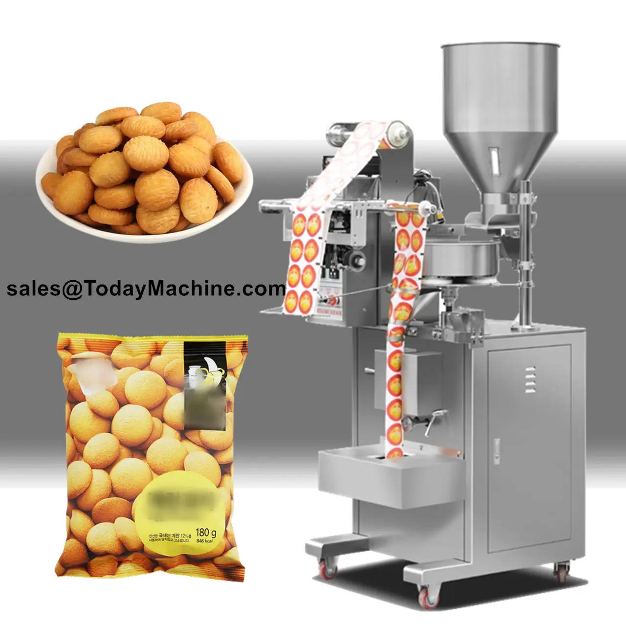 ماكينة تعبئة عمودية تلقائية لأكياس السكر والتوابل والأرز والوجبات الخفيفة مع كوب حجري