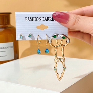 6 çift/takım yaz altın küpe seti Temperamental Hoop basit düzensiz şeker takı küpe seti - Product Image 6