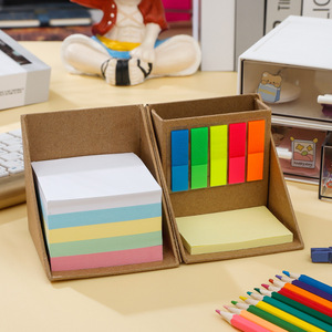 Promocional Multicolor plegable Sticky Note Memo Set Cube en Kraft Paper Cube Memo Pad Box Pen Holder con Post and Pads Office - Product Image 5