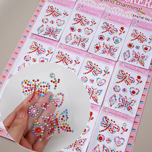 12 Cái/Bộ 3D đầy màu sắc Rhinestone tinh thể kim cương mặt dán tự dính mắt cơ thể jems sricker DIY sao tình yêu mặt Sticker - Product Image 3