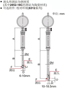 Đo công cụ đo đường kính bên trong khoan chỉ số 0-160mm Phạm vi với độ chính xác 0.01 2322-35ac 2322-60ac 2322-160ac mô hình - Product Image 2
