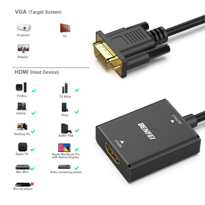 BENFEI HDMI a VGA, adaptador unidireccional de computadora HDMI a Monitor VGA (hembra a macho) con conector de audio de 3,5mm - Product Image 3