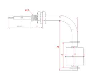 WOW LLS-HS75 ad angolo retto in acciaio inossidabile M10 filo di controllo del livello dell'acqua liquida sensore di livello a galleggiante interruttore - Product Image 2