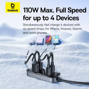 Baseus 110W araç içi araba şarjı genişletmek hızlı şarj 3U + 3C PD QC SCP FCP AFC hızlı şarj iPhone Samsung Xiaomi Huawei - Product Image 4