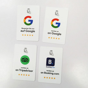 Benutzer definierter Druck QR-Code 13,56 MHz RFID-Social-Media-Karte 213 215 216 Google Review NFC-Visitenkarte