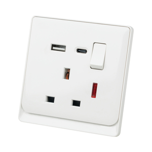 ABUK Panel de PC blanco de fábrica, 3 pines, Universal, multifunción, 2 entradas, 2 vías, tomas de corriente duales para el hogar, luz eléctrica, interruptor de pared