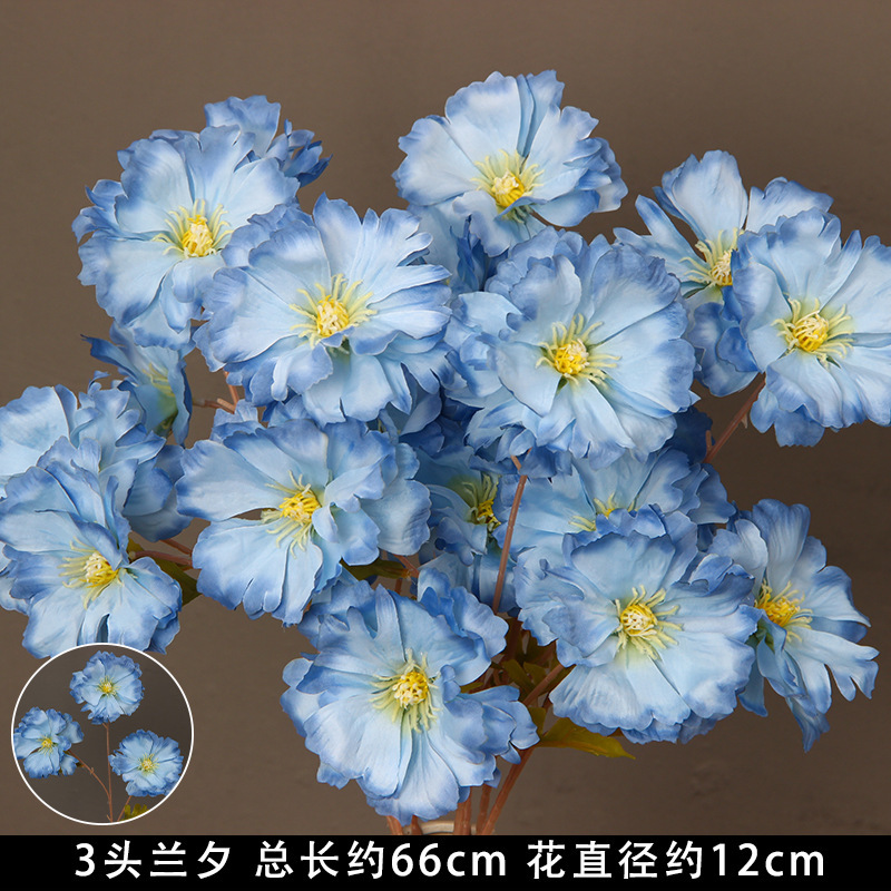 10 fleurs bleues lilas à trois têtes (paquet)