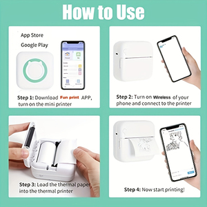 Mini Pocket Printer Wireless BT Connection Thermal Printer for Photos, Receipts, Notes, <strong>Memo</strong>, Labels, QR <strong>Codes</strong> - Product Image 3