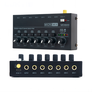MIX600 Portable Guitar Microfono <strong>Mic</strong> <strong>Line</strong> Mixer USB 5V Home Recording Studio Broadcasting Audio Amplifier Hifi Stereo Mixer - Product Image 1