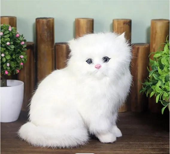 Gatos de peluche blancos, animales de peluche realistas, modelos hechos a mano, persas realistas