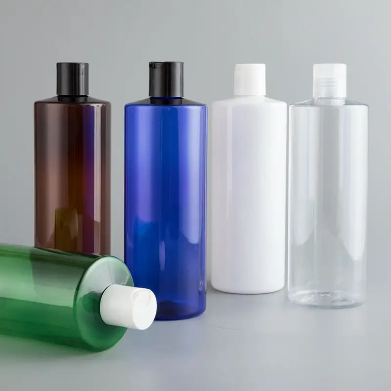 Botellas de plástico de 500ml y 17oz con tapa abatible superior de disco, para champú, lociones de lavado corporal, crema, contenedor recargable vacío, botella de viaje