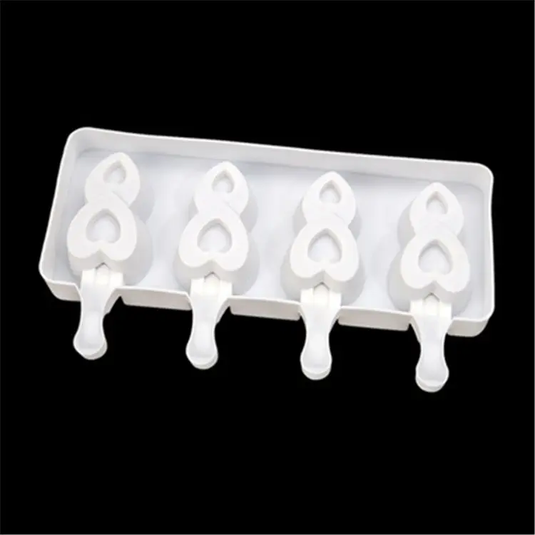 J152 Food grade 4 cavity small love heart silicone ice cream molds Ice Pop Molds