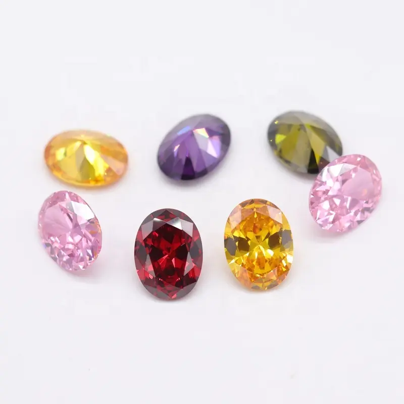 Alta qualidade solta cz pedras sintéticas 7*9mm, diamante colorido, zircônia cúbica, oval