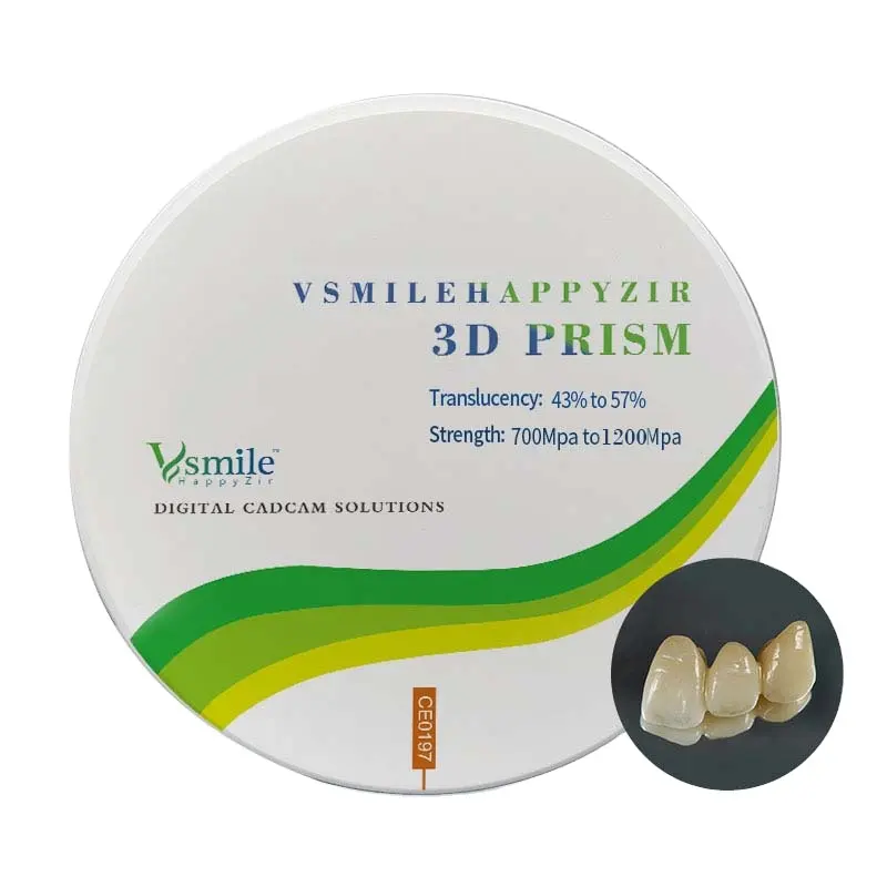 Vsmile زيركونيوم للأسنان مكعبات زيركونيوم 98 مم كسوة أسنان سيراميك CAD/CAM 700 ميجا باسكال - 1200 ميجا باسكال لتاج الأسنان