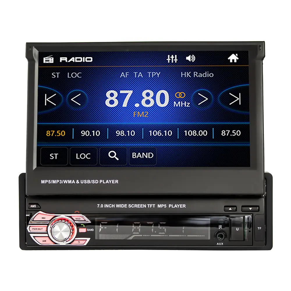 Radio con GPS para coche, reproductor Multimedia con pantalla retráctil de 7 ", 1 Din, estéreo, BT, autorradio, Mirror Link, opcional, grabadora de cinta, 9601S