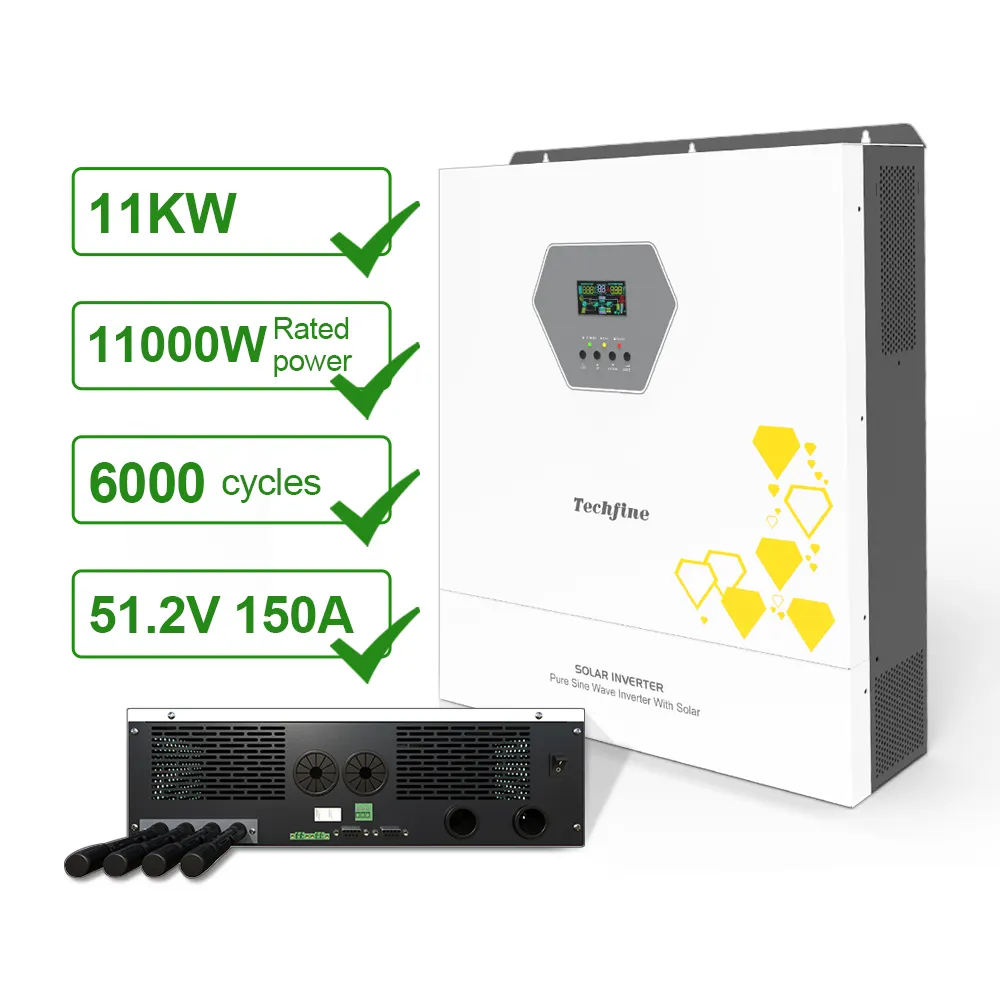 Onduleur solaire hybride 48v 11kw hors réseau cc/ac mural hors réseau machine intégrée à contrôle inverse haute fréquence hors réseau pour la maison