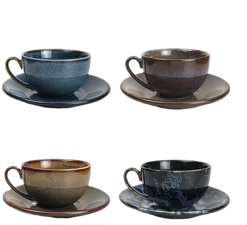 Tazze E Piattini di Chiaro Tè Tazze di Acqua Set di Stile Giapponese di Ceramica Argilla Servizio da Tè Arabo Tazza di Caffè Espresso