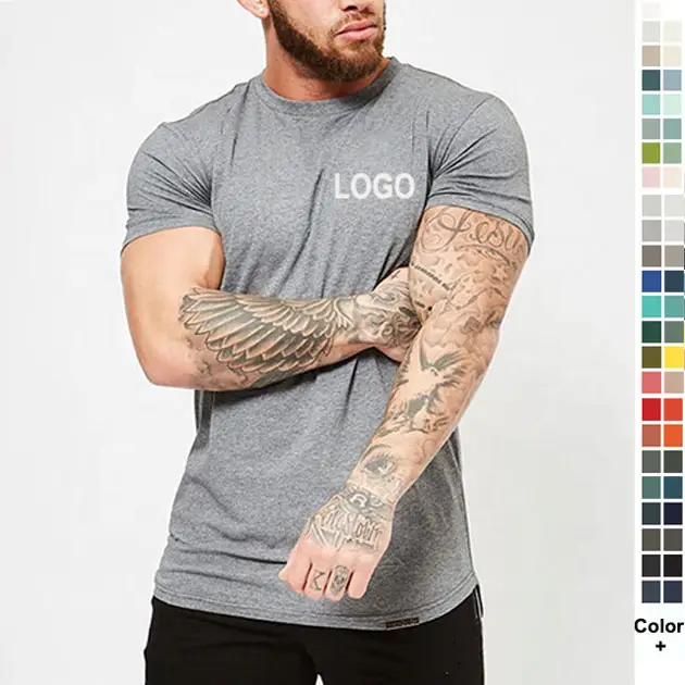 Camisetas masculinas de fitness para homens, camisetas casuais de luxo personalizadas OEM para academia de ginástica em branco estampadas, slim fit plus size