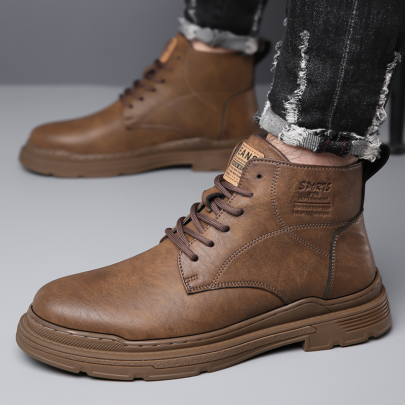 Khaki fleece-lined cotton shoes