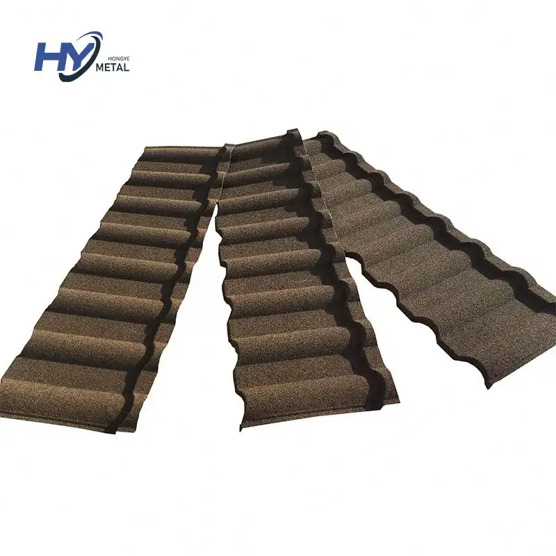 China Dach material Hersteller Preis Aluzinc Stahlblech Leichte Schindel Stein beschichtete Metalldach ziegel